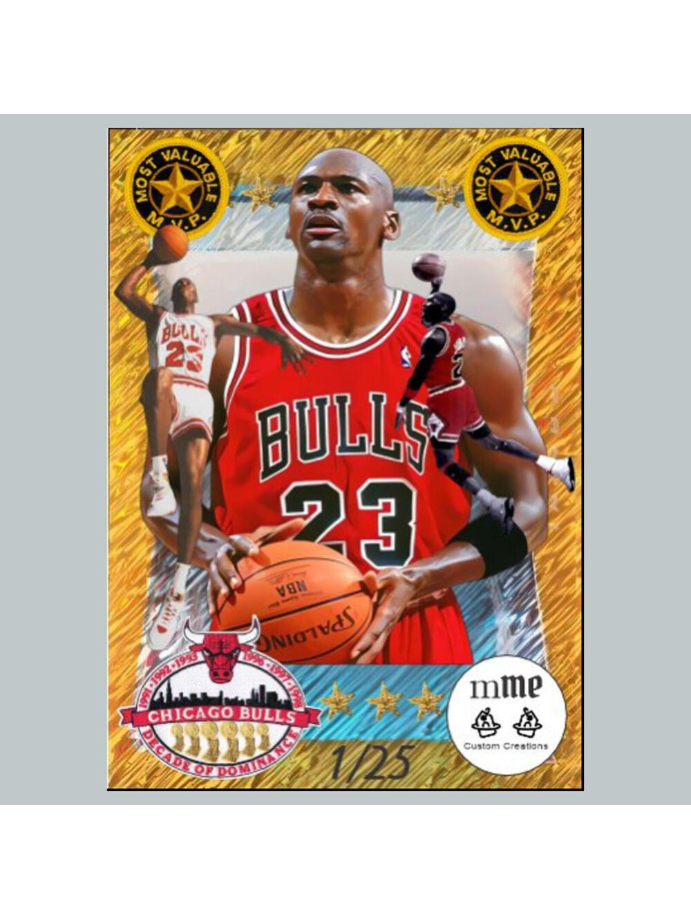 4553 Michael Jordan 1/25 Custom Designed Gold Shimmer Laminated Card Lim Ed /25